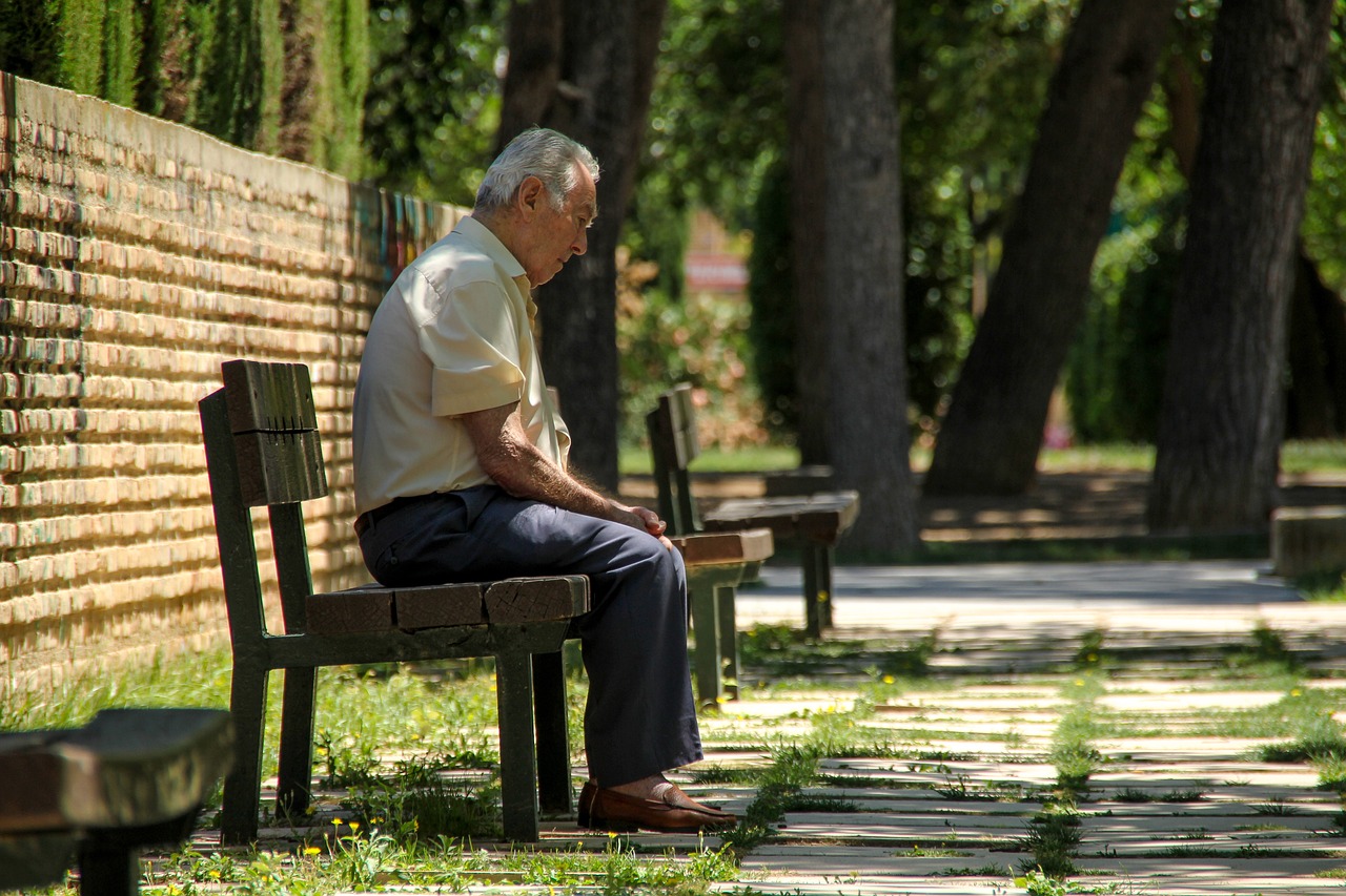 men, elder, park